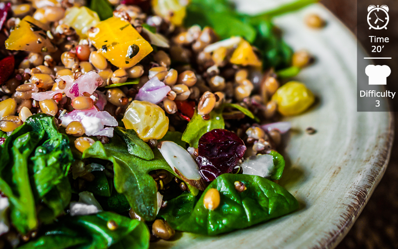 Lentil and olive salad